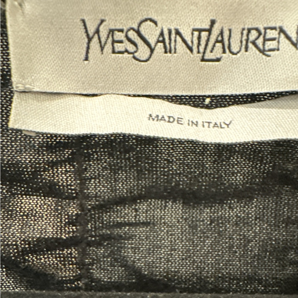 YSL size small lightweight fitted long sleeve knit silk top